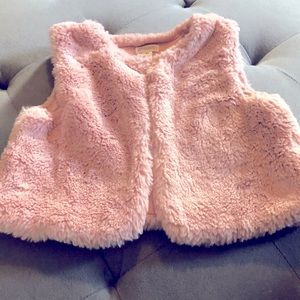 Light Pink Cropped Faux Fur Vest Sz 3T